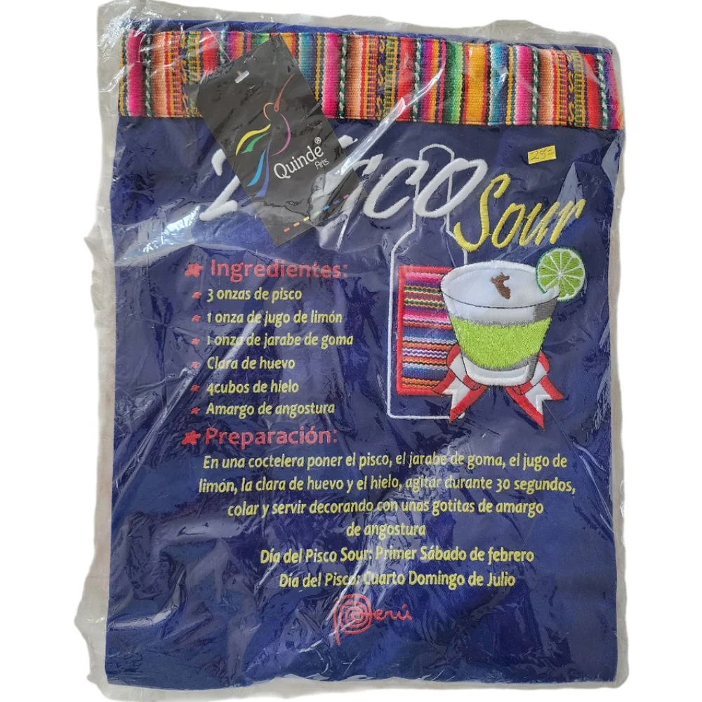 Peruvian Blue Embroidered Apron One Size Adults